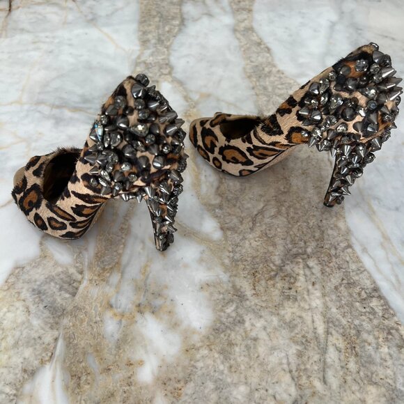 NWT Sam Edelman Lorissa Pony Leopard Spiked Heels - Picture 3 of 14